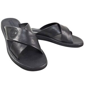 PRINCIPE DI BOLOGNA 🇮🇹 MEN'S BLACK SOFT LEATHER COMFORT SUMMER FLAT SANDALS